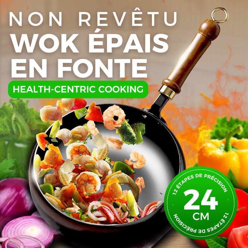 FeuVrai™ – Poêle Wok en Fonte Artisanale
