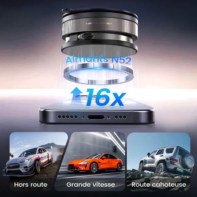 MagniHold™ – Support Téléphone Magnétique avec Ventouse Réglable à 360°