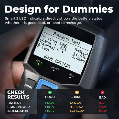 VoltMaster™ BT100 – Testeur de batterie intelligent pour tous les bricoleurs et professionnels