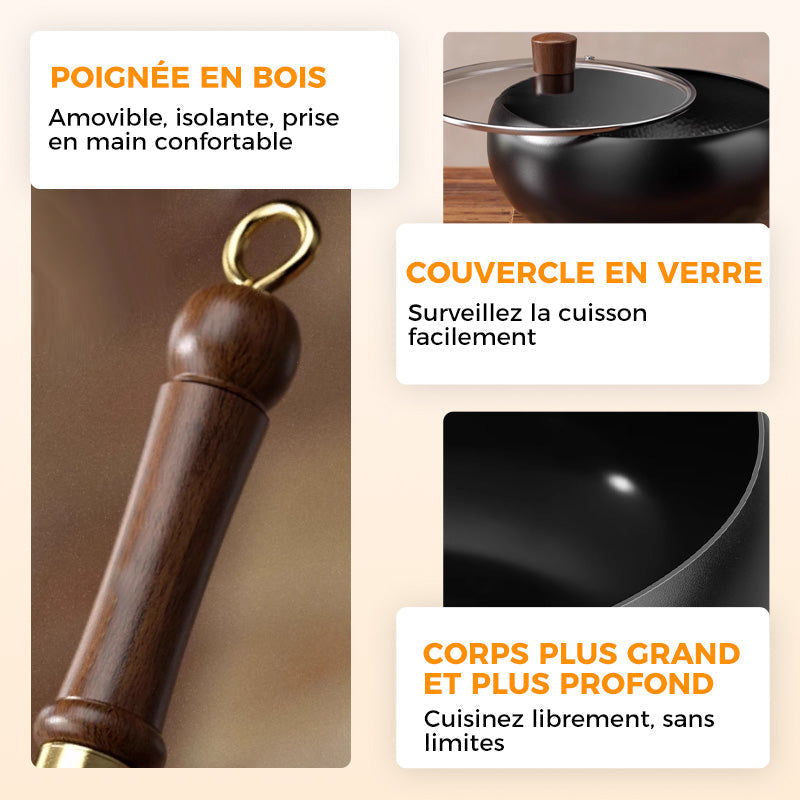 FeuVrai™ – Poêle Wok en Fonte Artisanale