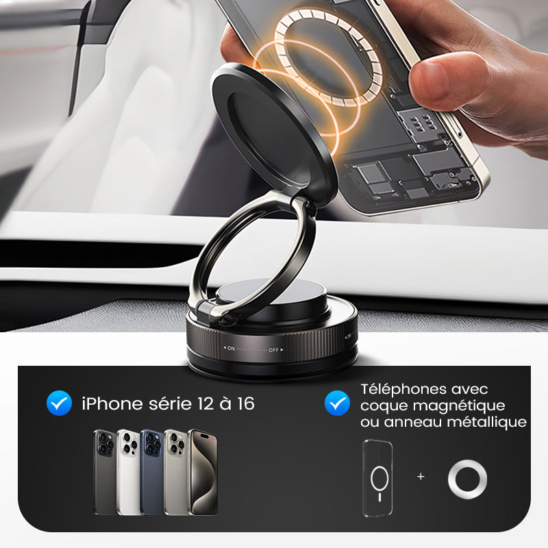 MagniHold™ – Support Téléphone Magnétique avec Ventouse Réglable à 360°