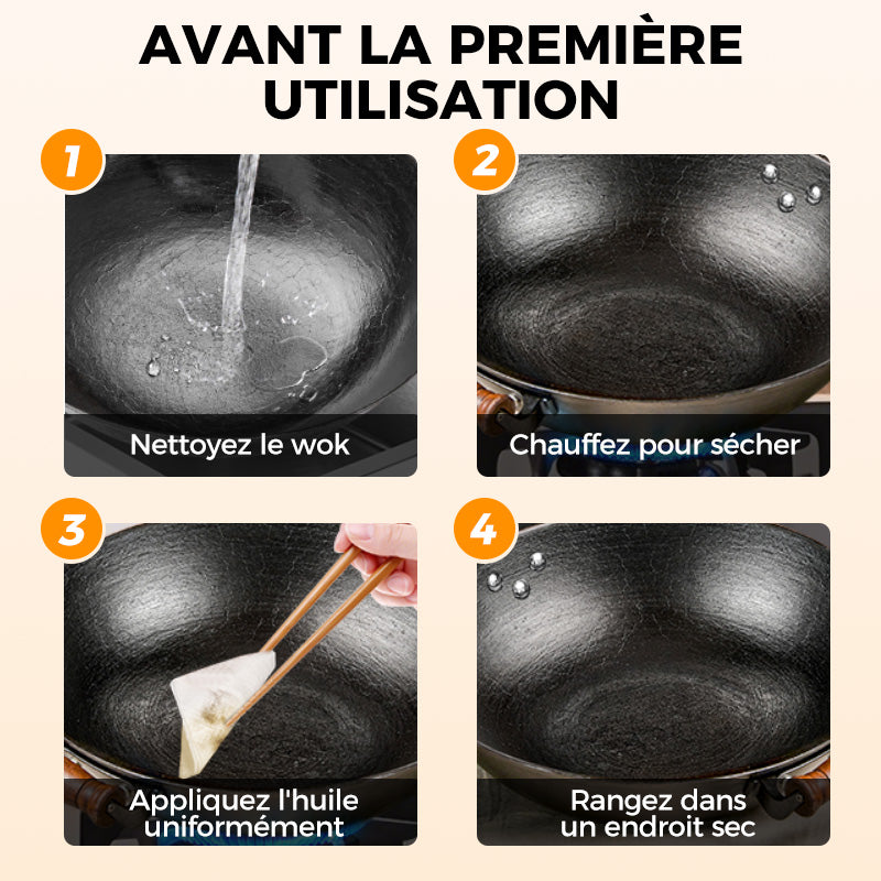 FeuVrai™ – Poêle Wok en Fonte Artisanale