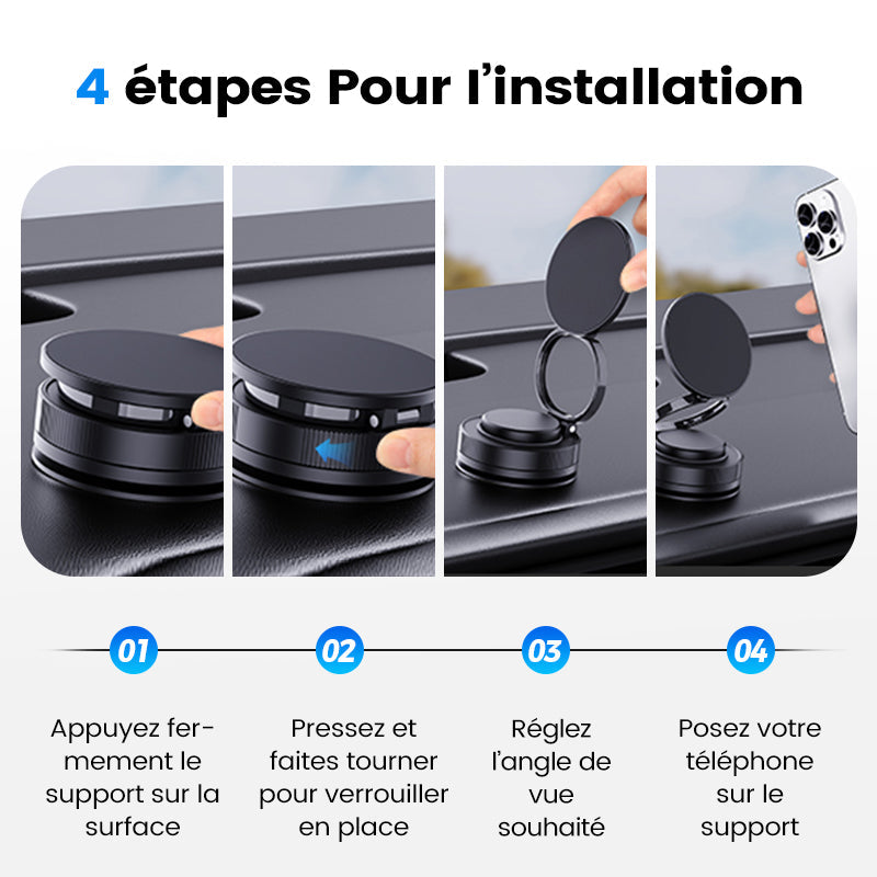 MagniHold™ – Support Téléphone Magnétique avec Ventouse Réglable à 360°