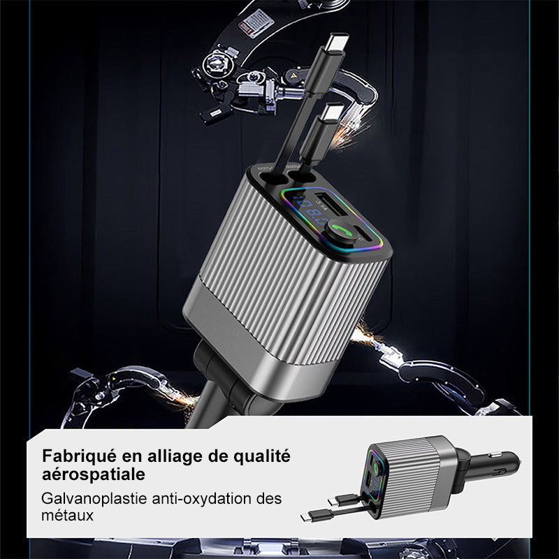 AuriLink™ Chargeur Voiture & Récepteur Bluetooth 2-en-1 – Pratique, Élégant et Universel