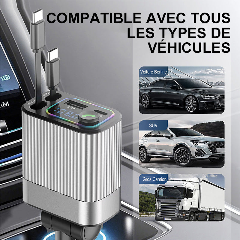 AuriLink™ Chargeur Voiture & Récepteur Bluetooth 2-en-1 – Pratique, Élégant et Universel