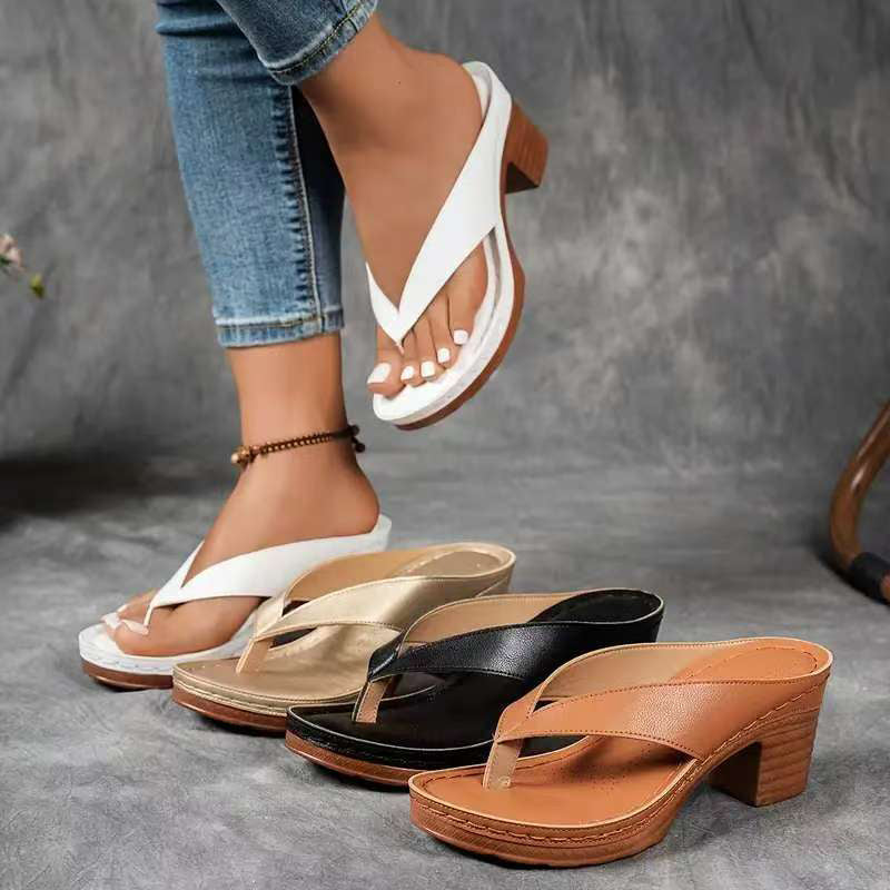 SoleilElegance™ – Tongs à Talon Épais pour un Été Stylé