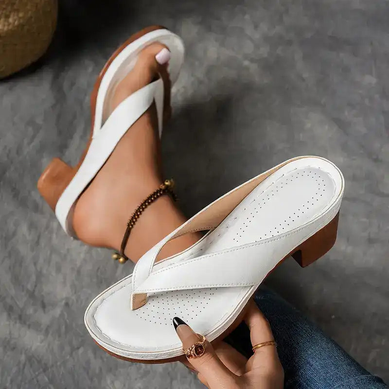 SoleilElegance™ – Tongs à Talon Épais pour un Été Stylé