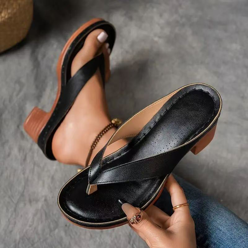 SoleilElegance™ – Tongs à Talon Épais pour un Été Stylé