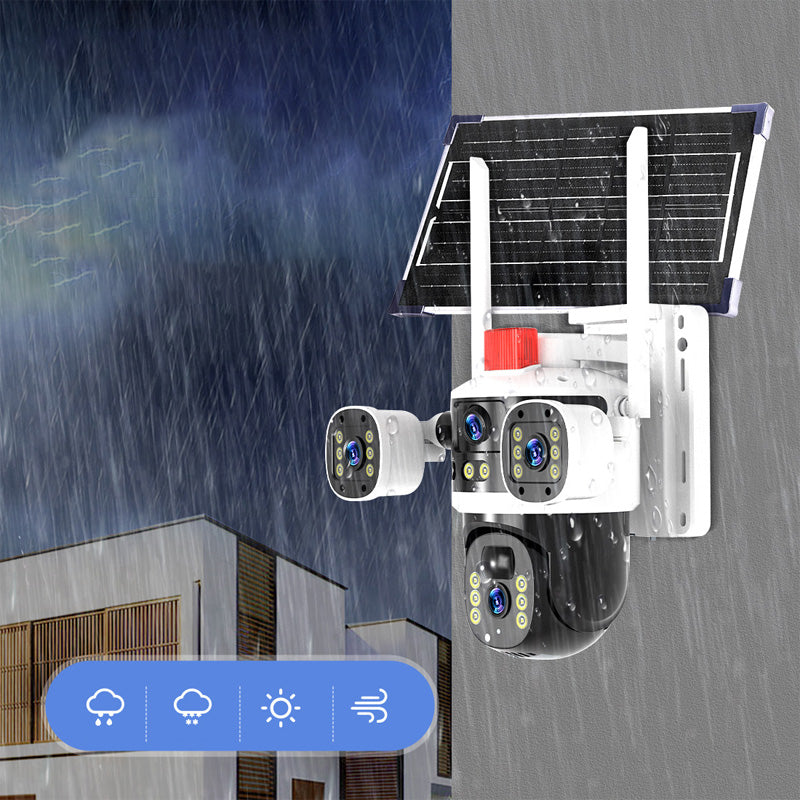 Vigilis™ – Caméra de Surveillance Solaire 720° à Triple Objectif