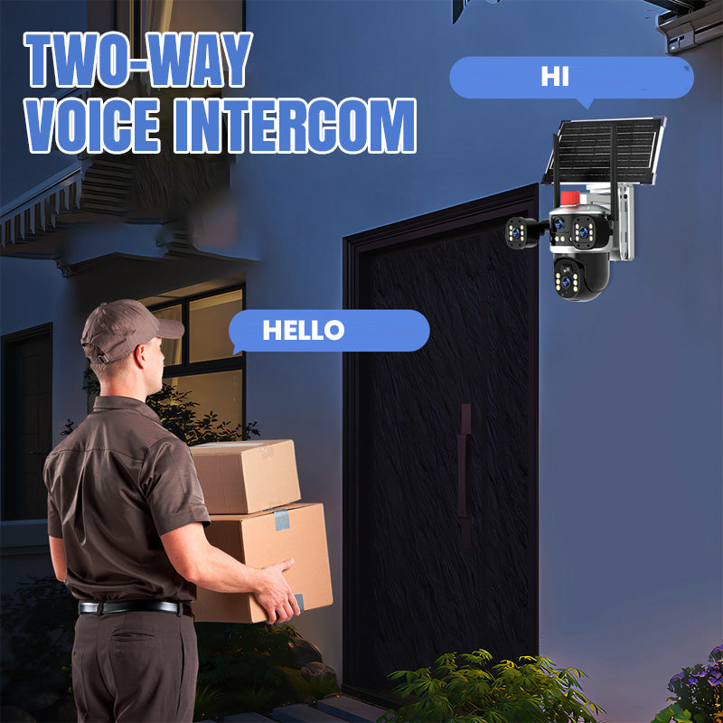 Vigilis™ – Caméra de Surveillance Solaire 720° à Triple Objectif