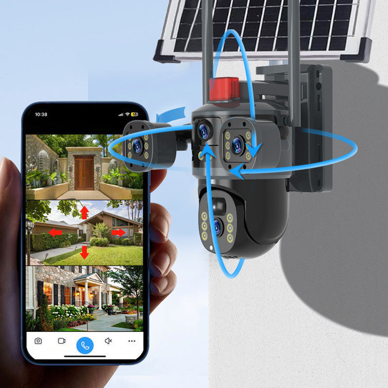 Vigilis™ – Caméra de Surveillance Solaire 720° à Triple Objectif