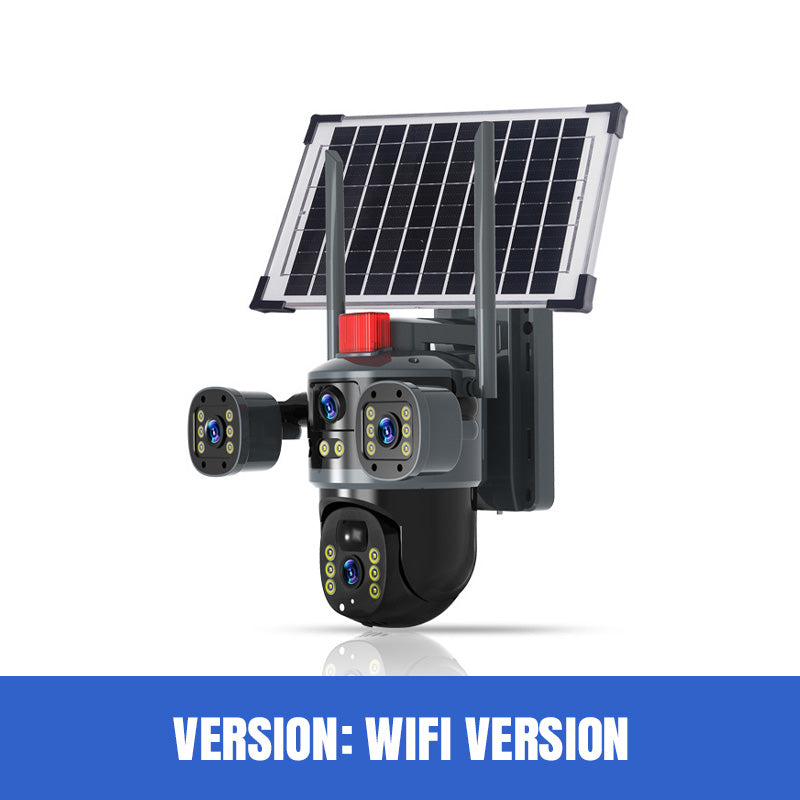 Vigilis™ – Caméra de Surveillance Solaire 720° à Triple Objectif