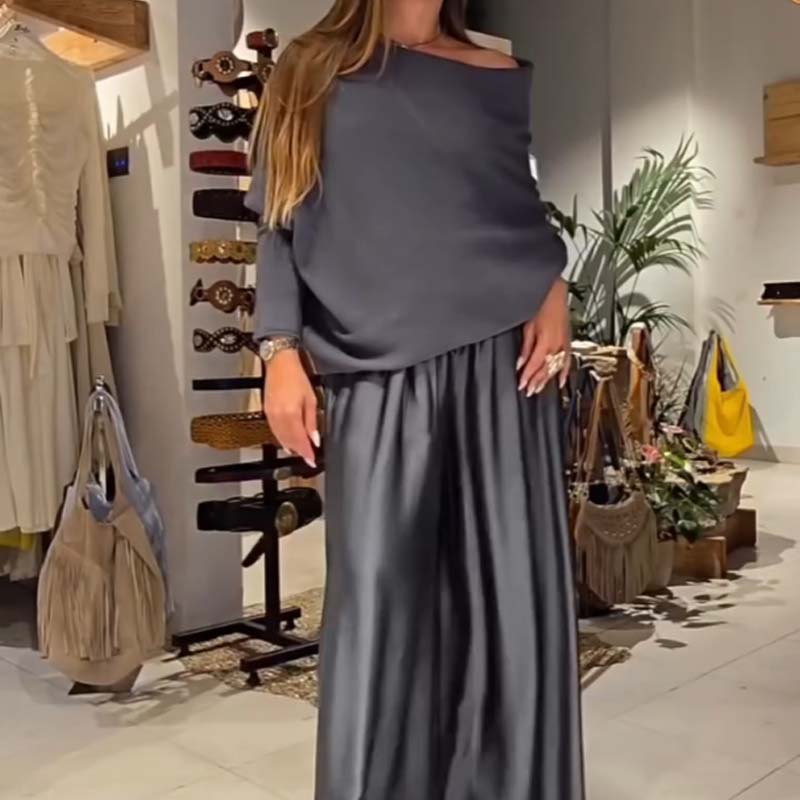 SERAVIA™ | Ensemble élégant en tweed à deux pièces avec encolure Bardot