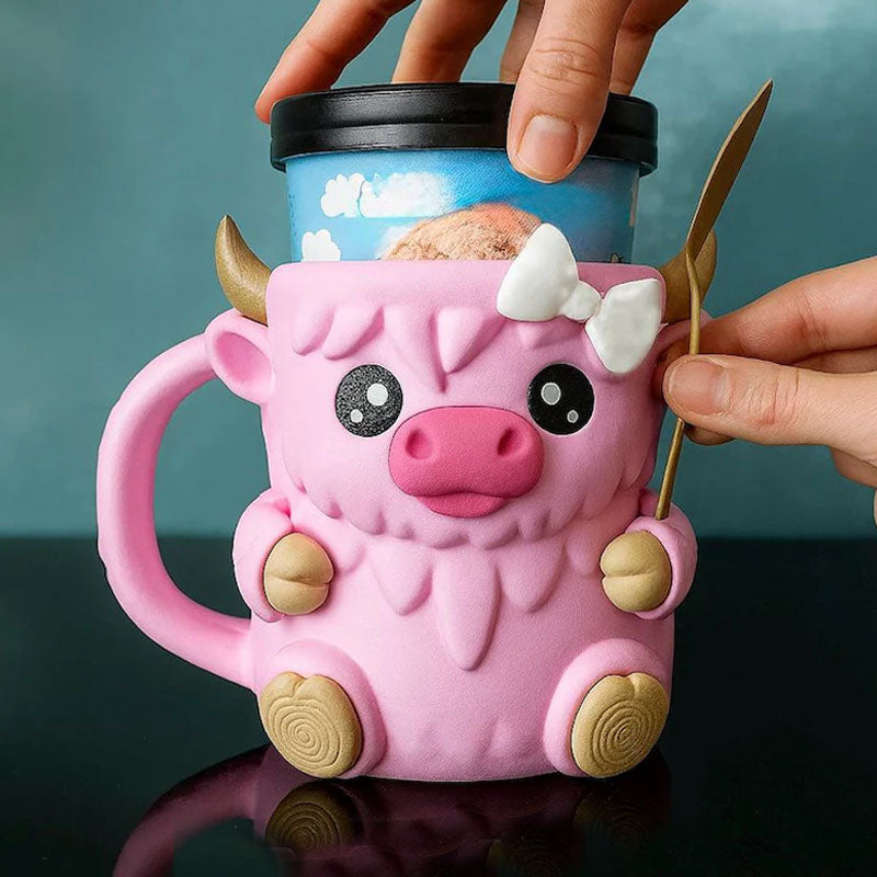 MooMelt™ – Le Support à Gobelet de Glace de la Petite Vache des Hautes Terres