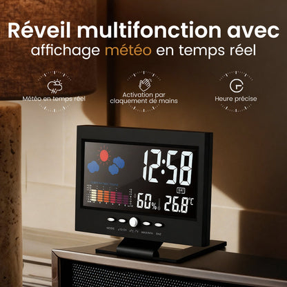 ClimaGlow™ – Station Météo Intelligente avec Affichage LED & Fonctions Polyvalentes