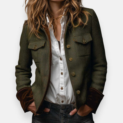 Lunoré™ | Veste en tweed élégante avec détails en velours