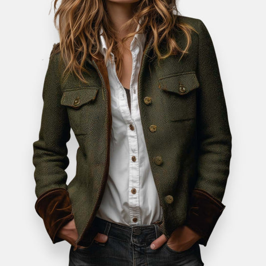 Lunoré™ | Veste en tweed élégante avec détails en velours