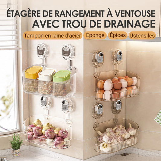 AquaNest™ – Étagère de Salle de Bain à Ventouse avec Drainage
