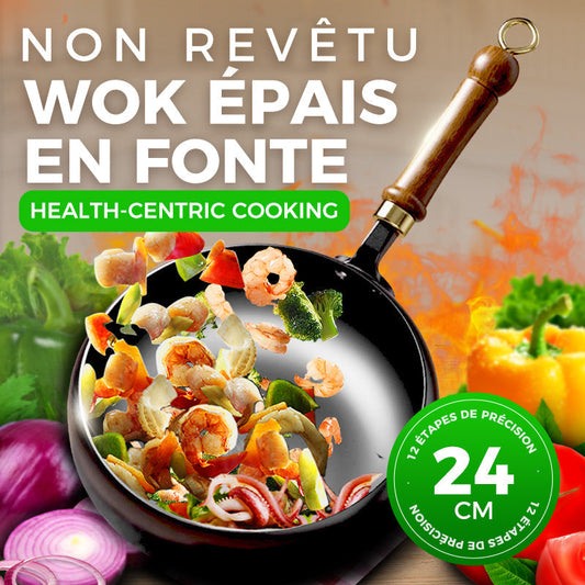 FeuVrai™ – Poêle Wok en Fonte Artisanale