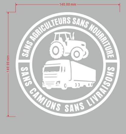 AgriVoix™ – Autocollant Vinyle “Sans Agriculteurs, Pas de Nourriture” | 1+2 GRATUIT