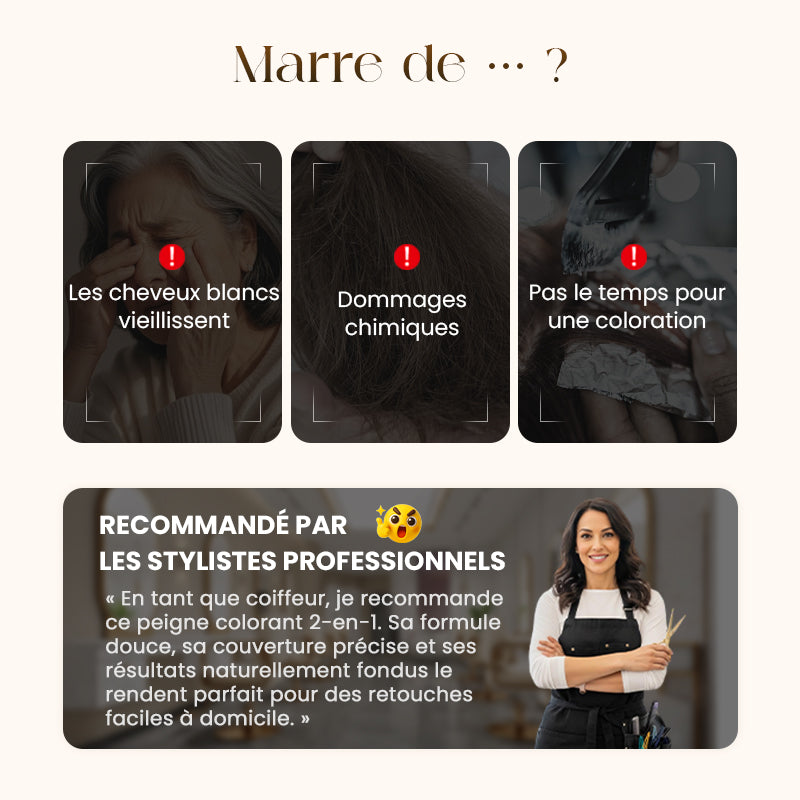 Grisello™ – Peigne Colorant Temporaire 2-en-1 pour Cheveux Blancs | 1+1 GRATUIT