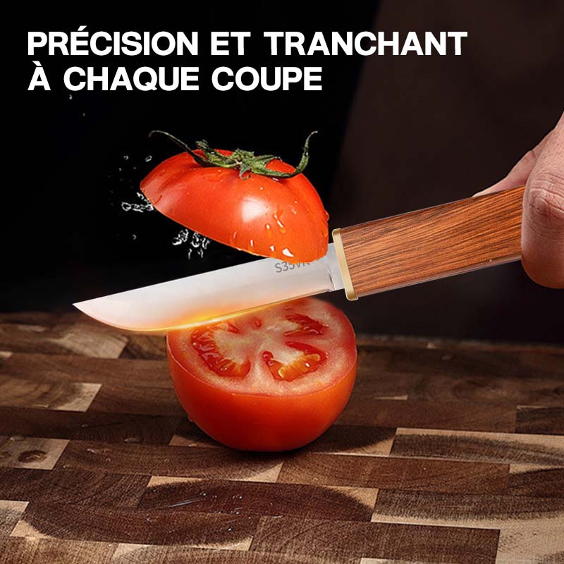 Boisora DuoCut™ – Ensemble de Couteaux 2-en-1 à Manche en Bois