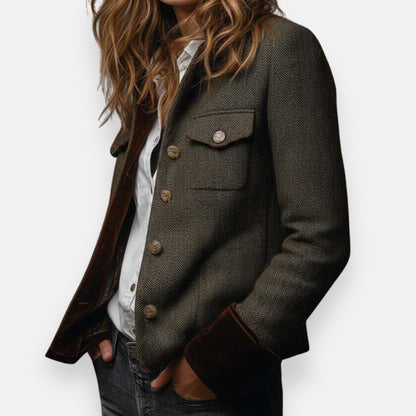 Lunoré™ | Veste en tweed élégante avec détails en velours