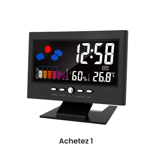 ClimaGlow™ – Station Météo Intelligente avec Affichage LED & Fonctions Polyvalentes