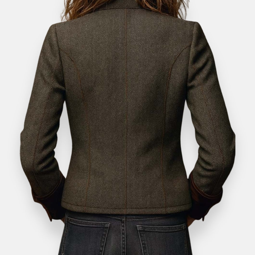 Lunoré™ | Veste en tweed élégante avec détails en velours