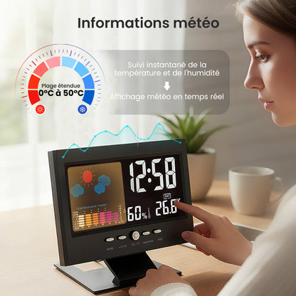 ClimaGlow™ – Station Météo Intelligente avec Affichage LED & Fonctions Polyvalentes