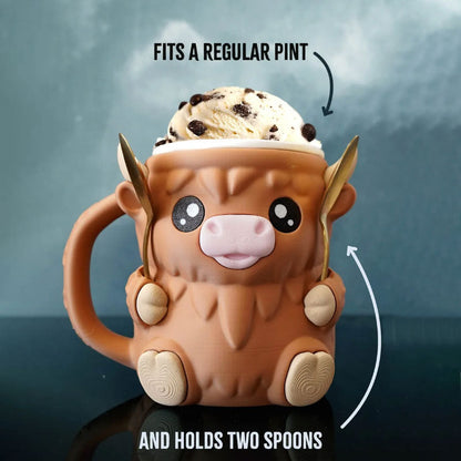 MooMelt™ – Le Support à Gobelet de Glace de la Petite Vache des Hautes Terres