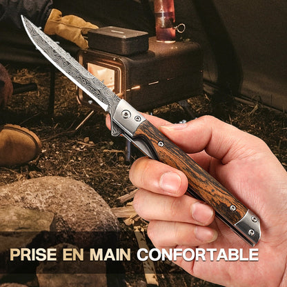 BoisForge™ - Couteau Pliant Naturel