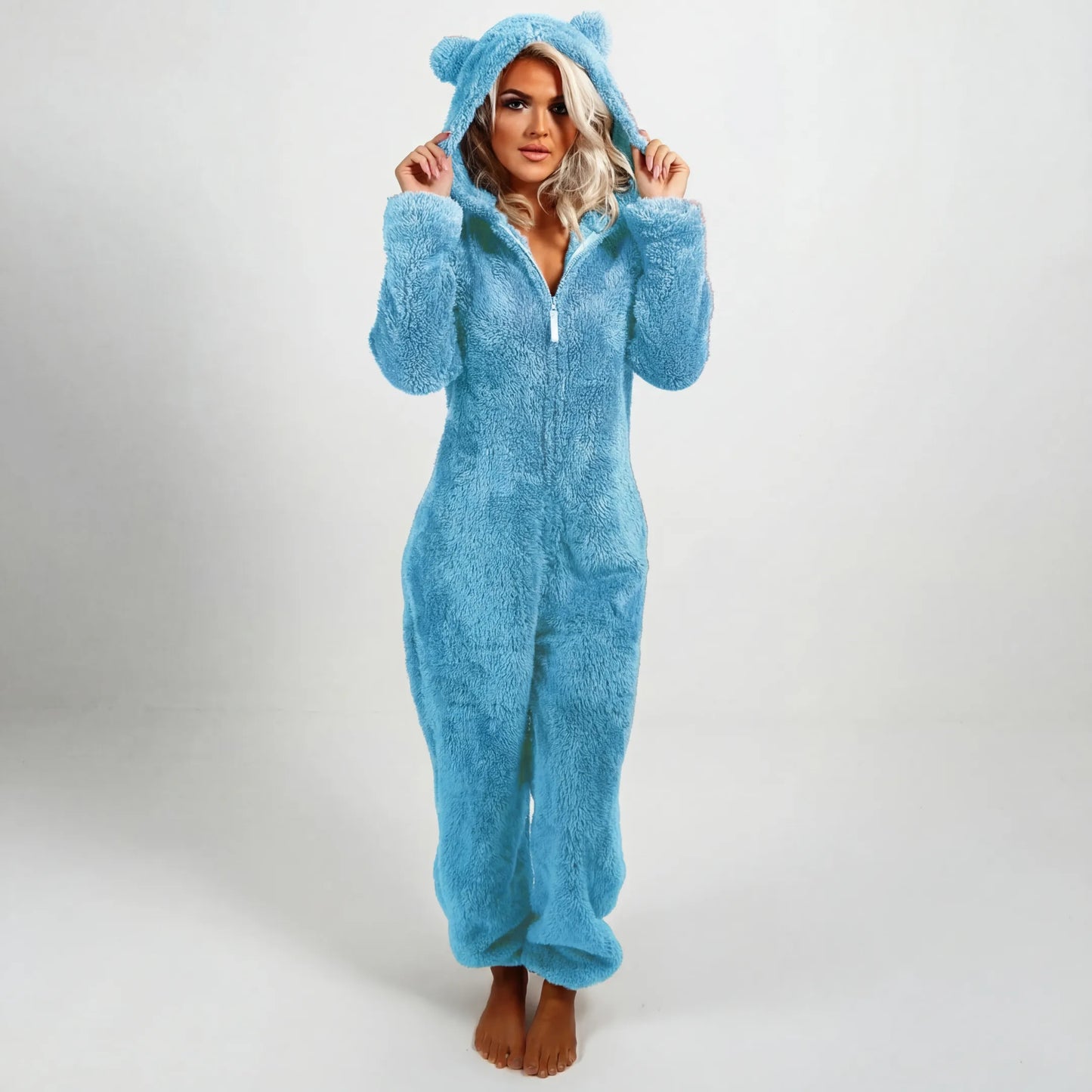 Cozynoa™ Combinaison à capuche en teddy – Confort ultime pour les journées froides
