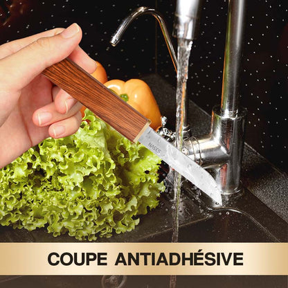 Boisora DuoCut™ – Ensemble de Couteaux 2-en-1 à Manche en Bois