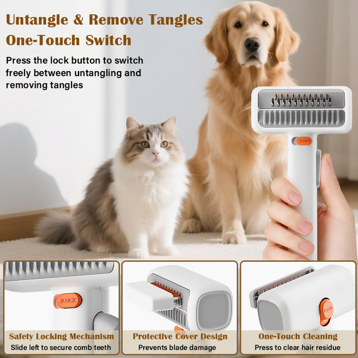 PawEase™ | Brosse 2-en-1 pour Chiens et Chats – Confortable, Sûre & Efficace