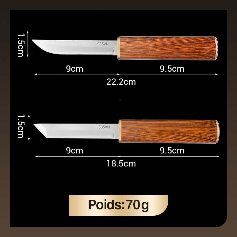 Boisora DuoCut™ – Ensemble de Couteaux 2-en-1 à Manche en Bois