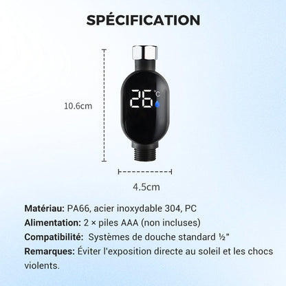 AquaLumo™ – Thermomètre de douche digital avec écran LCD rétroéclairé