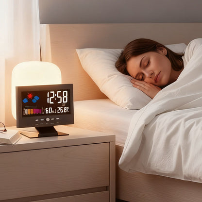 ClimaGlow™ – Station Météo Intelligente avec Affichage LED & Fonctions Polyvalentes