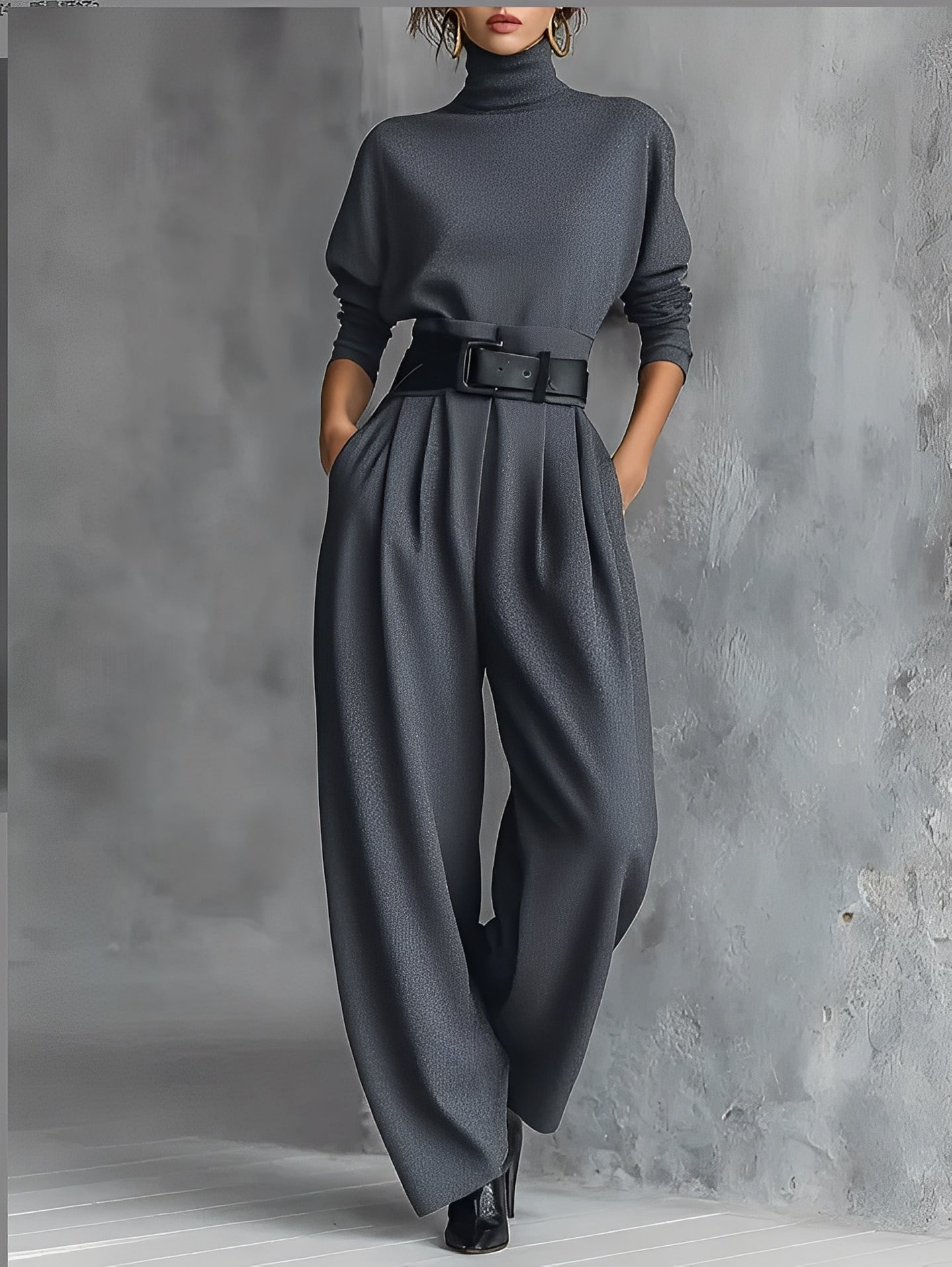 Elvara™ | Ensemble élégant avec col et pantalon droit