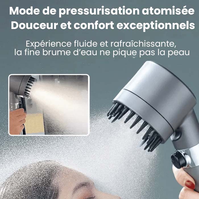 AuréaFlow™ – Pomme de Douche Pressurisée Multi-Jets avec Filtration