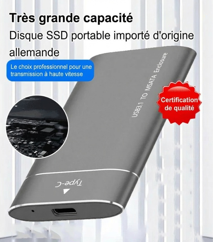 Datafino™ SlimVault – SSD Portable Haute Capacité
