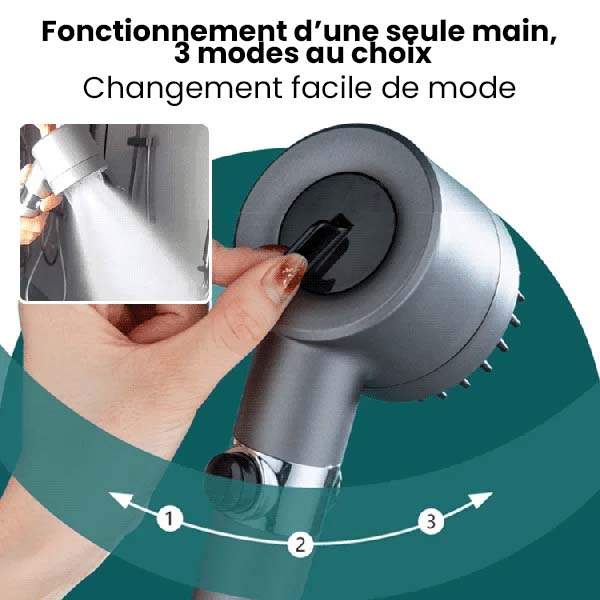 AuréaFlow™ – Pomme de Douche Pressurisée Multi-Jets avec Filtration