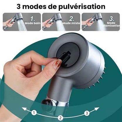 AuréaFlow™ – Pomme de Douche Pressurisée Multi-Jets avec Filtration