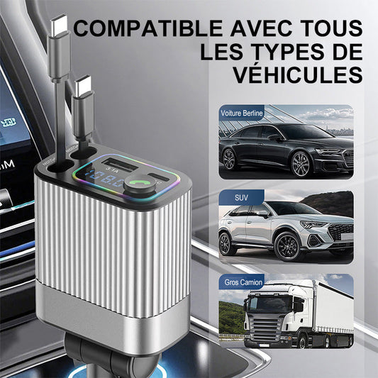 AuriLink™ Chargeur Voiture & Récepteur Bluetooth 2-en-1 – Pratique, Élégant et Universel
