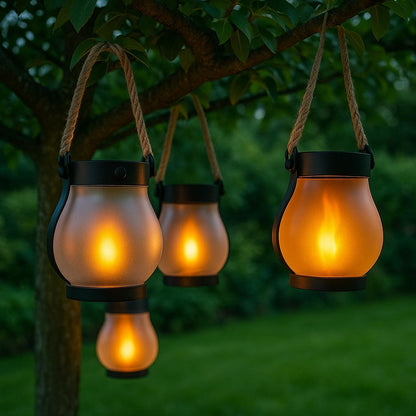LueurFlame™ – Lanterne à flamme dansante solaire & USB