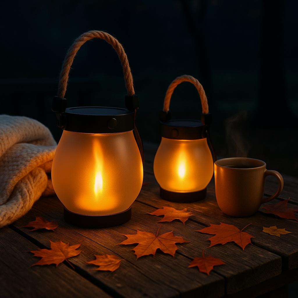 LueurFlame™ – Lanterne à flamme dansante solaire & USB