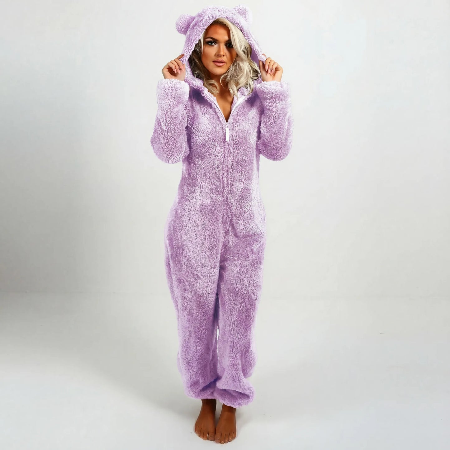 Cozynoa™ Combinaison à capuche en teddy – Confort ultime pour les journées froides