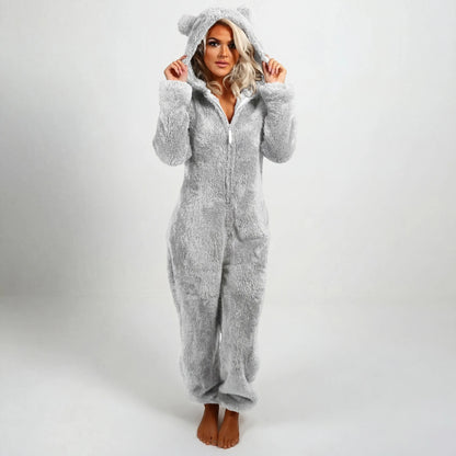 Cozynoa™ Combinaison à capuche en teddy – Confort ultime pour les journées froides