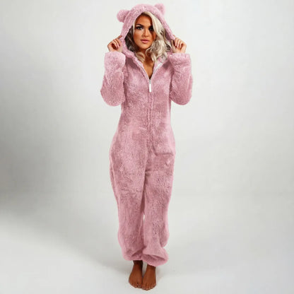 Cozynoa™ Combinaison à capuche en teddy – Confort ultime pour les journées froides