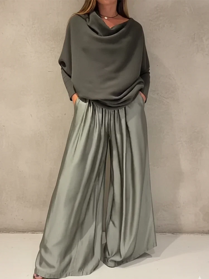SERAVIA™ | Ensemble élégant en tweed à deux pièces avec encolure Bardot